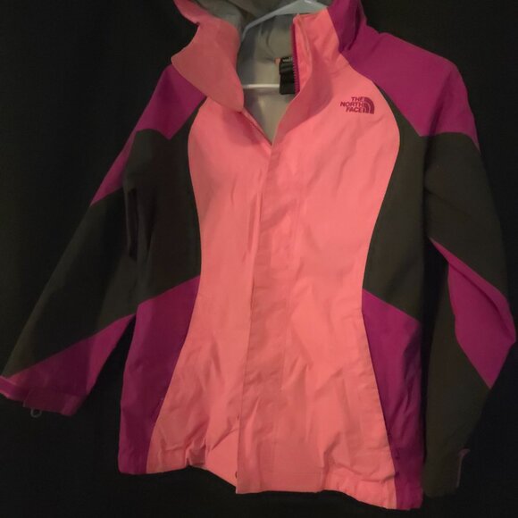 THE NORTH FACE Girls BRIGHT magenta PINK Black 3 in 1 WINTER JACKET Coat SIZE L - Picture 3 of 9